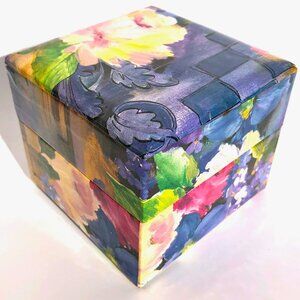 Floral Paper Covered Cardboard Trinket Box Keepsake Box storage cottagecore